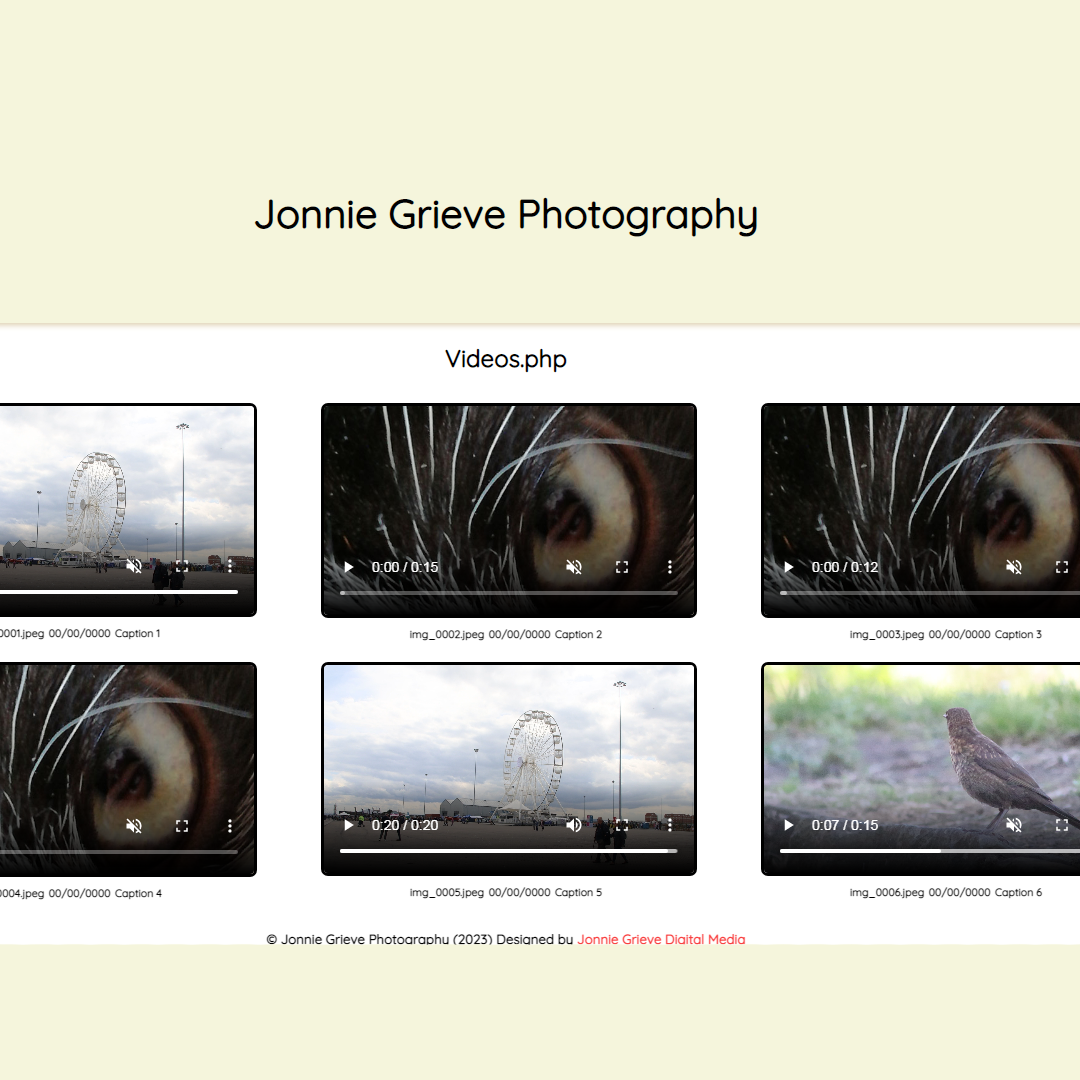 BLOG: Adding a collection of videos to photography website