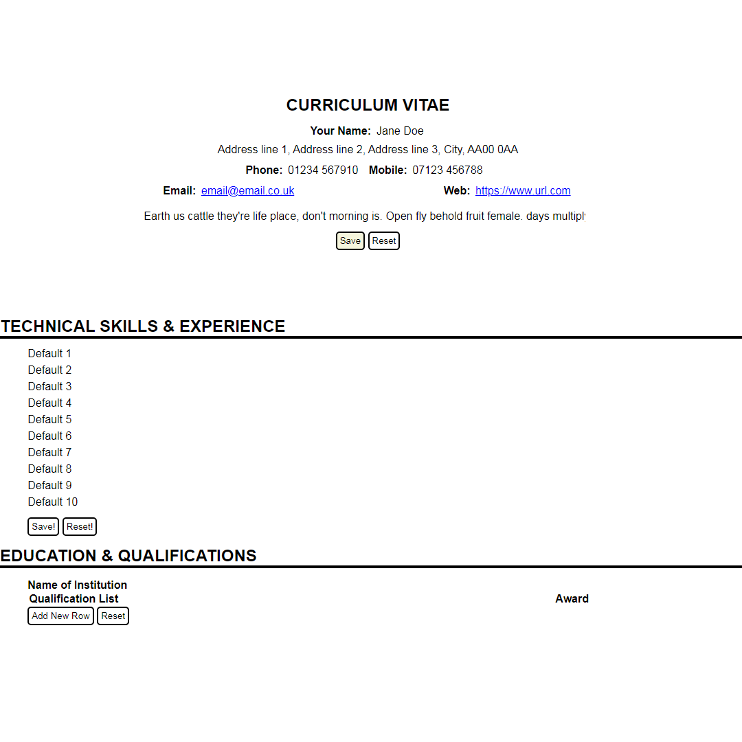 Build My CV: A project guide